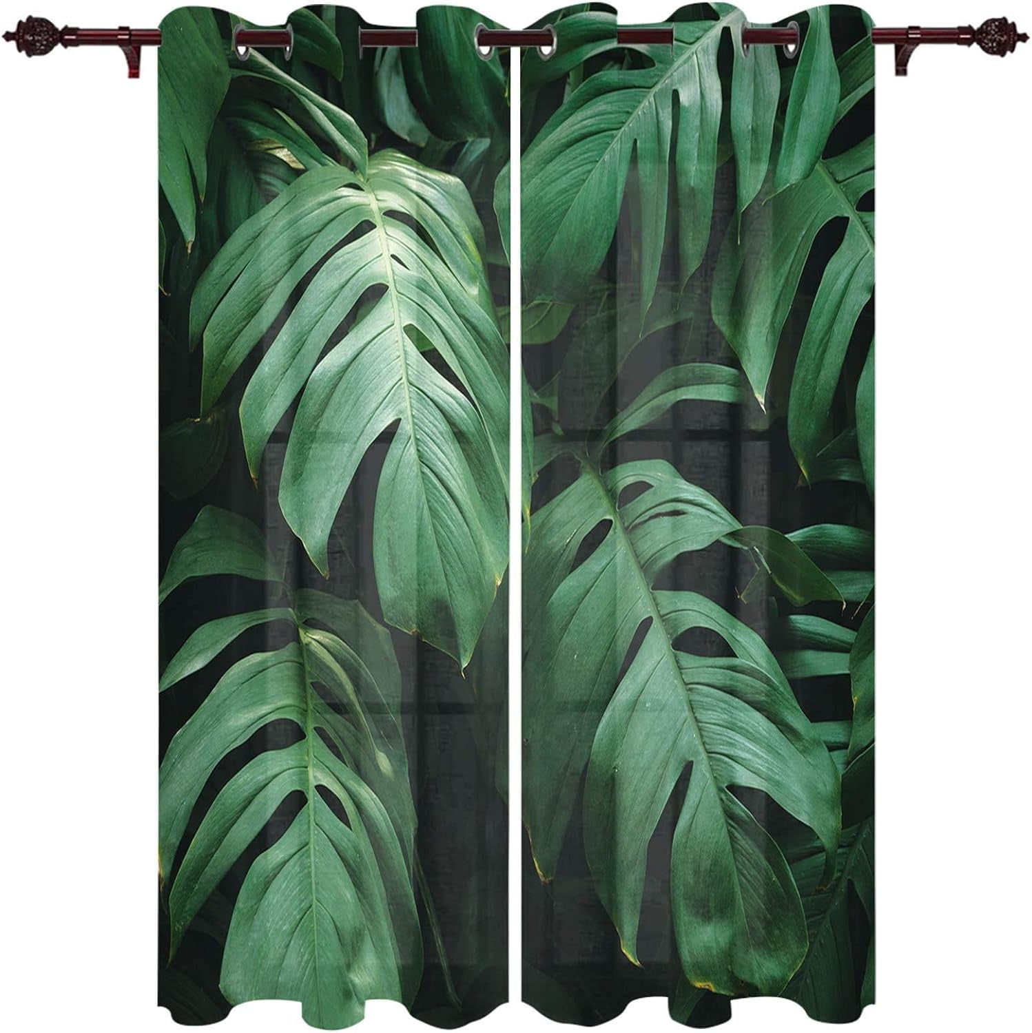 Rainforest Tropical Palm Leaf Blackout Pattern,Summer Botanical Window ...