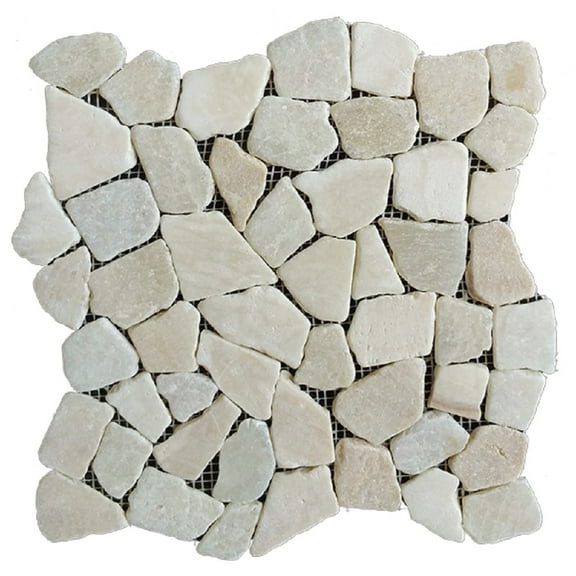 Rainforest White Stone Mosaic Pebble Floor and Wall Tile 12" x12" (5.0 Sq. ft. / Case)