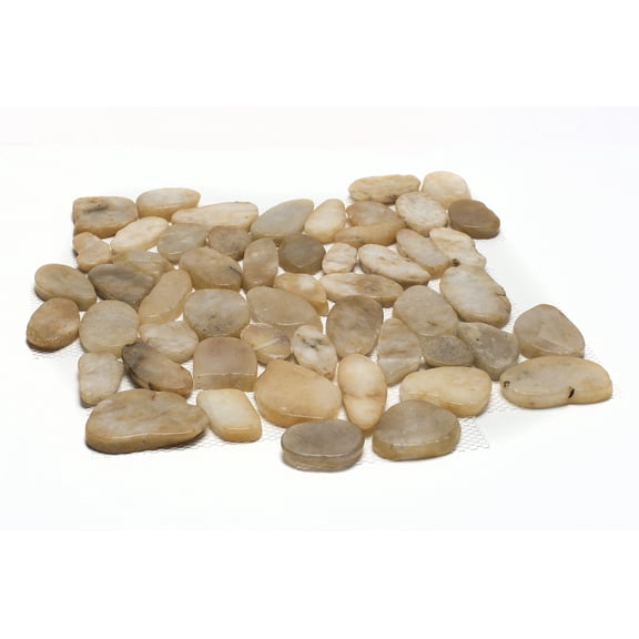 Rainforest Yellow Sliced High-Polish Pebble Stone Floor and Wall Tile 12" x12" (5.0 Sq. ft. / Case)