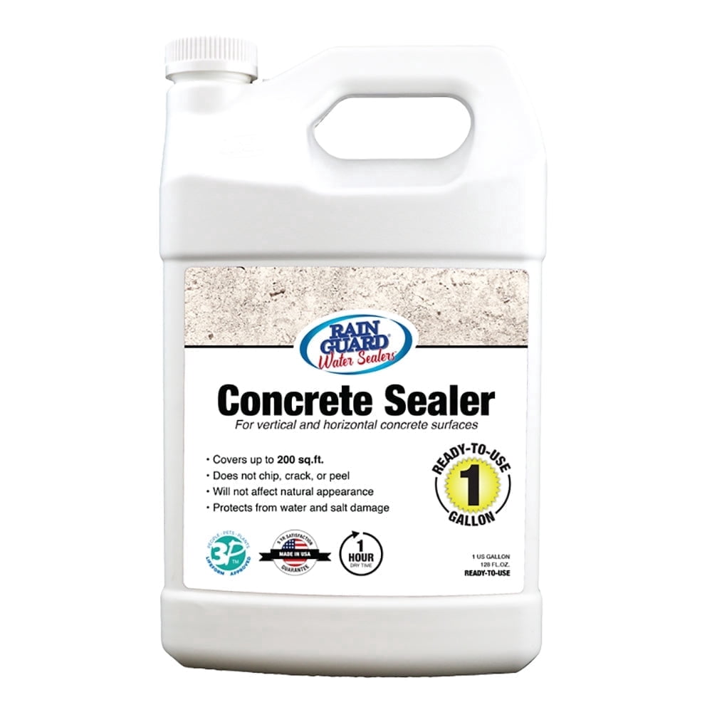 Rain Guard Concrete Sealer 1 Gallon | Ready to Use | Natural Finish | Deep Penetrating Protection Against Water and Salt Damage for All Concrete Surfaces | Silane/Siloxane Waterproofer