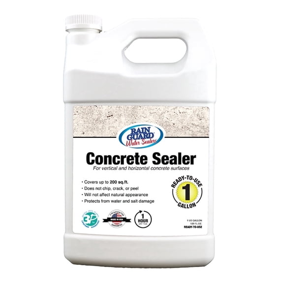 Rain Guard Concrete Sealer 1 Gallon | Ready to Use | Natural Finish | Deep Penetrating Protection Against Water and Salt Damage for All Concrete Surfaces | Silane/Siloxane Waterproofer