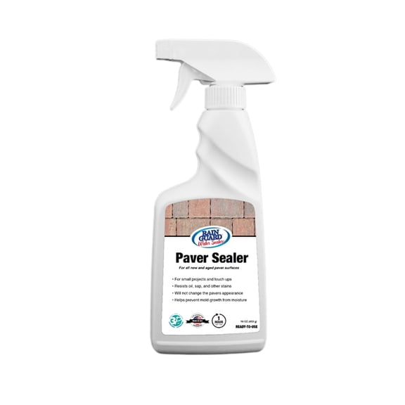 Rainguard Concrete Paver Sealer Spray, Penetrating Protection Against Oil, Sap, Stains, and Moisture, For All Paver Surfaces, Silane/Siloxane Waterproofer, Natural Finish, Ready-to-Use, 16 oz