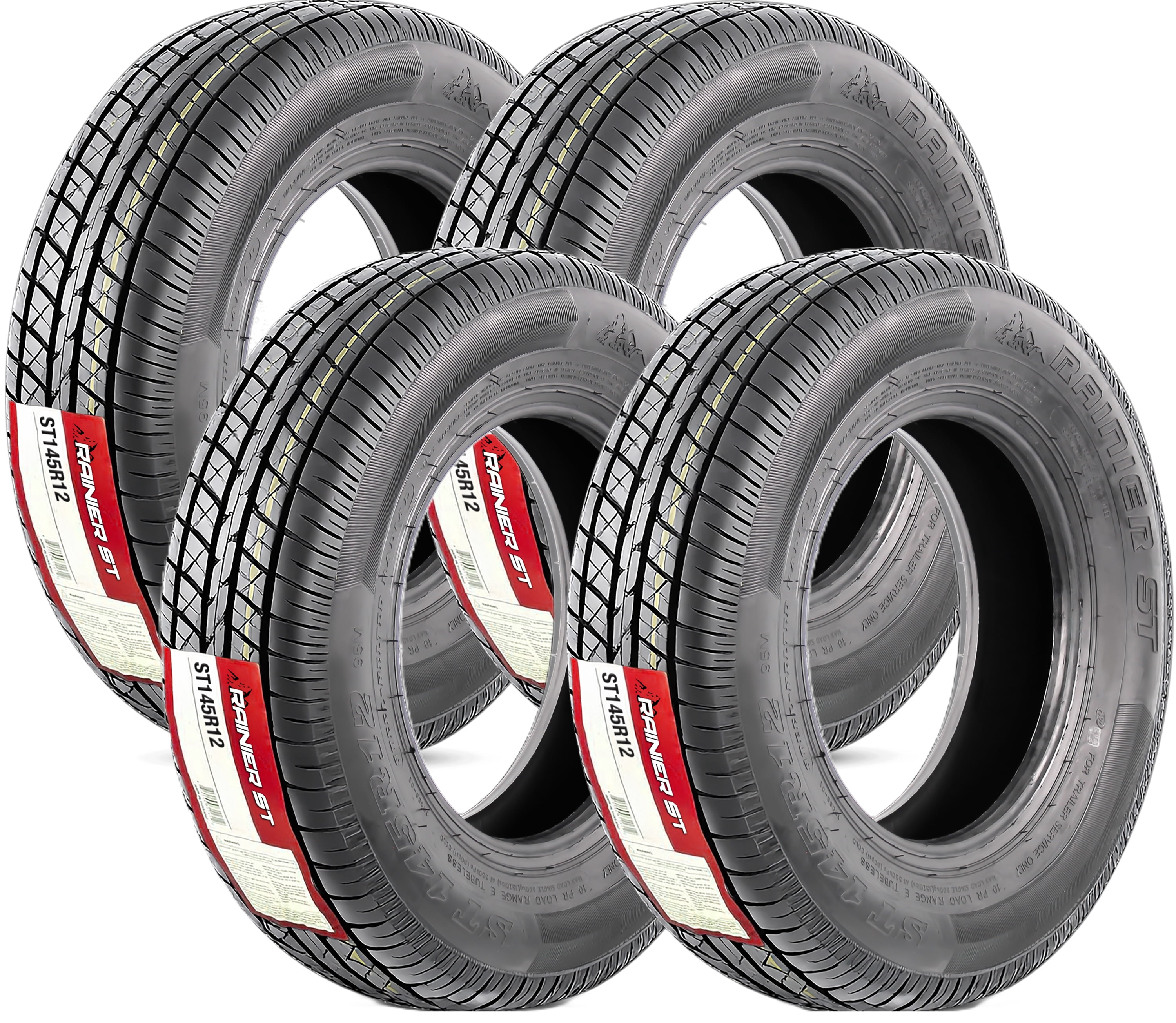 eCustomrim Radial 4-Pack Trailer Tire ST145/R12 145/R12 12 Inch LRE 6 Year Warranty
