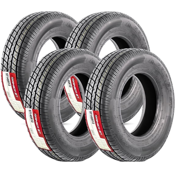 eCustomrim 4-Pack ST145/R12 Steel Belted Radial Trailer Tire Load E 1520# 145/R12 145R12