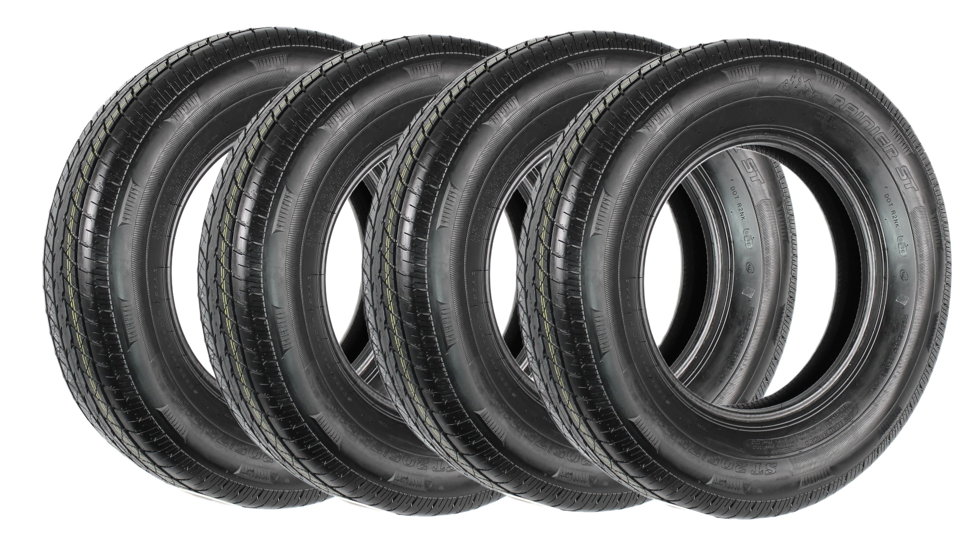 Rainier Radial Trailer Tires 4-Pack, ST205/75R15, Load Range C, 1820 ...