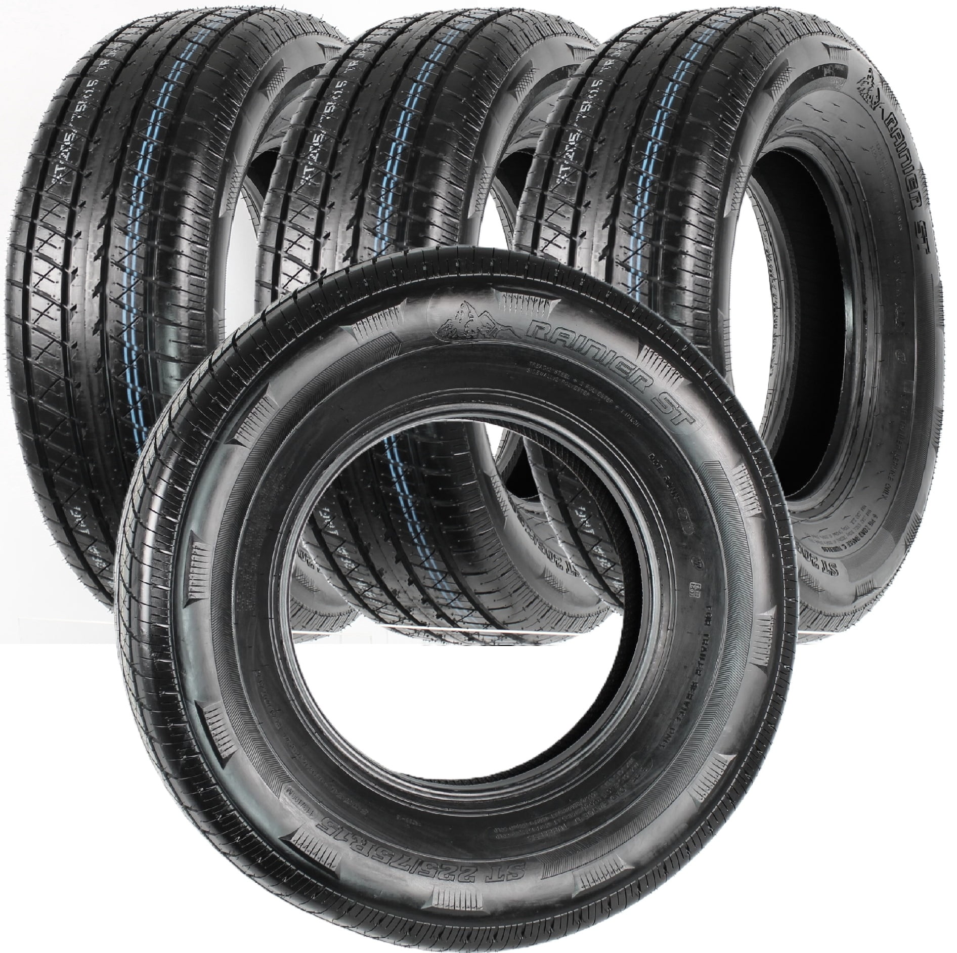 Rainier 4-Pack Radial Trailer Tires ST225/75R15 2830# Load Range E ...