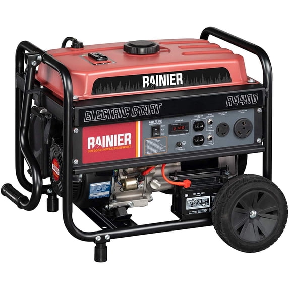 Rainier R4400 Portable Gas Generator, 4400W, Electric Start, RV Ready ...