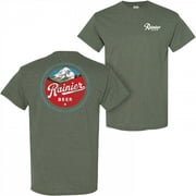 Rainier Beer Distressed Mountain Logo Front and Back T-Shirt-2XLarge