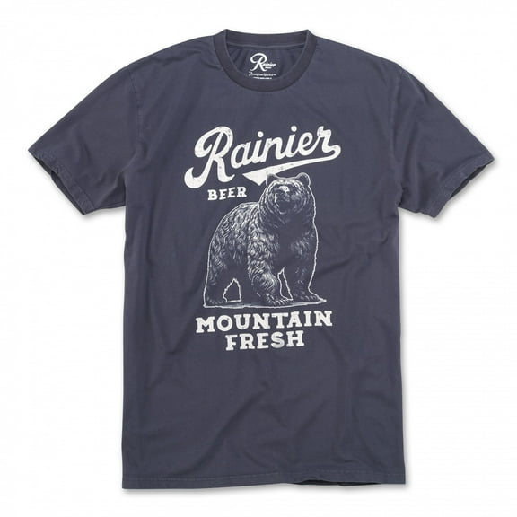 Rainier Beer Mountain Fresh Bear Navy T-Shirt-2XLarge