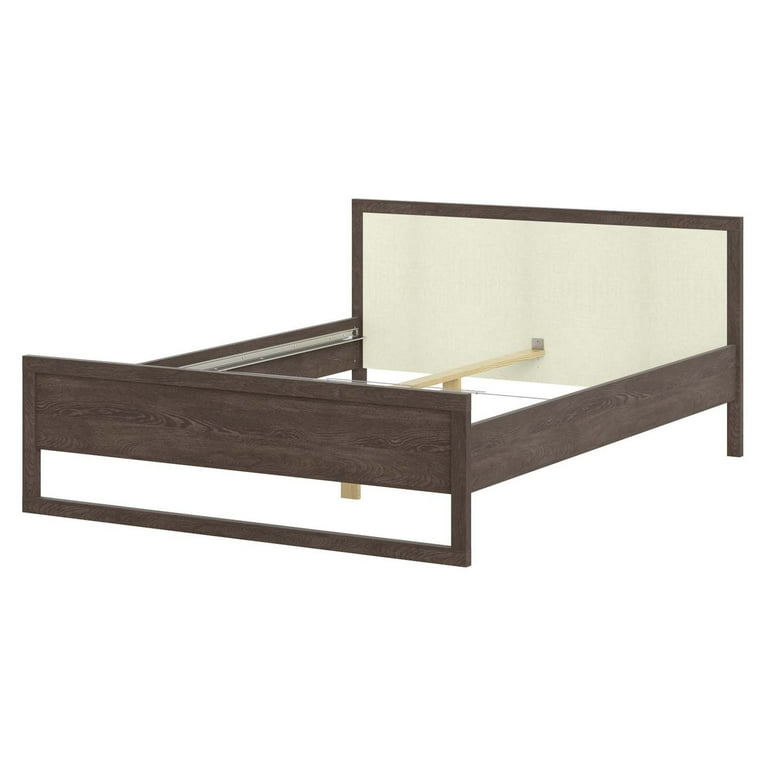 Rainier Queen Bed with Slat Roll Dark Chocolate Textile Beige
