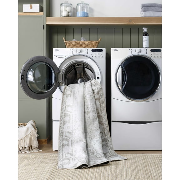 Rainier Traditional Area Rug - Medium Gray, Oatmeal - 3'3" x 4'11"