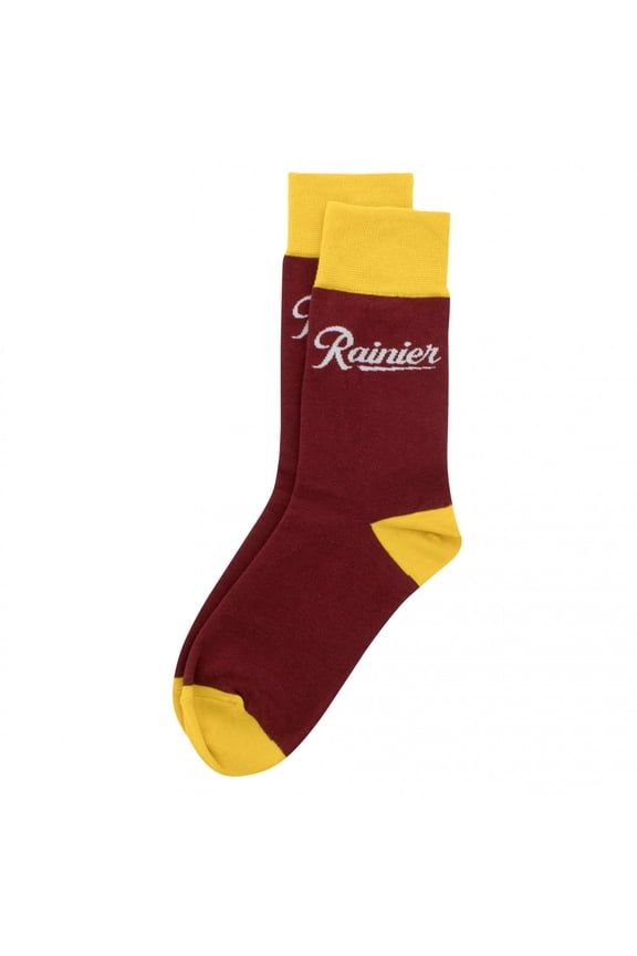 Rainier White Logo Two Tone Crew Socks