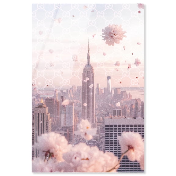 Raining Petals in NYC Acrylic Glam Wall Decor by Art Remedy, Ready to Hang, 10 x 15