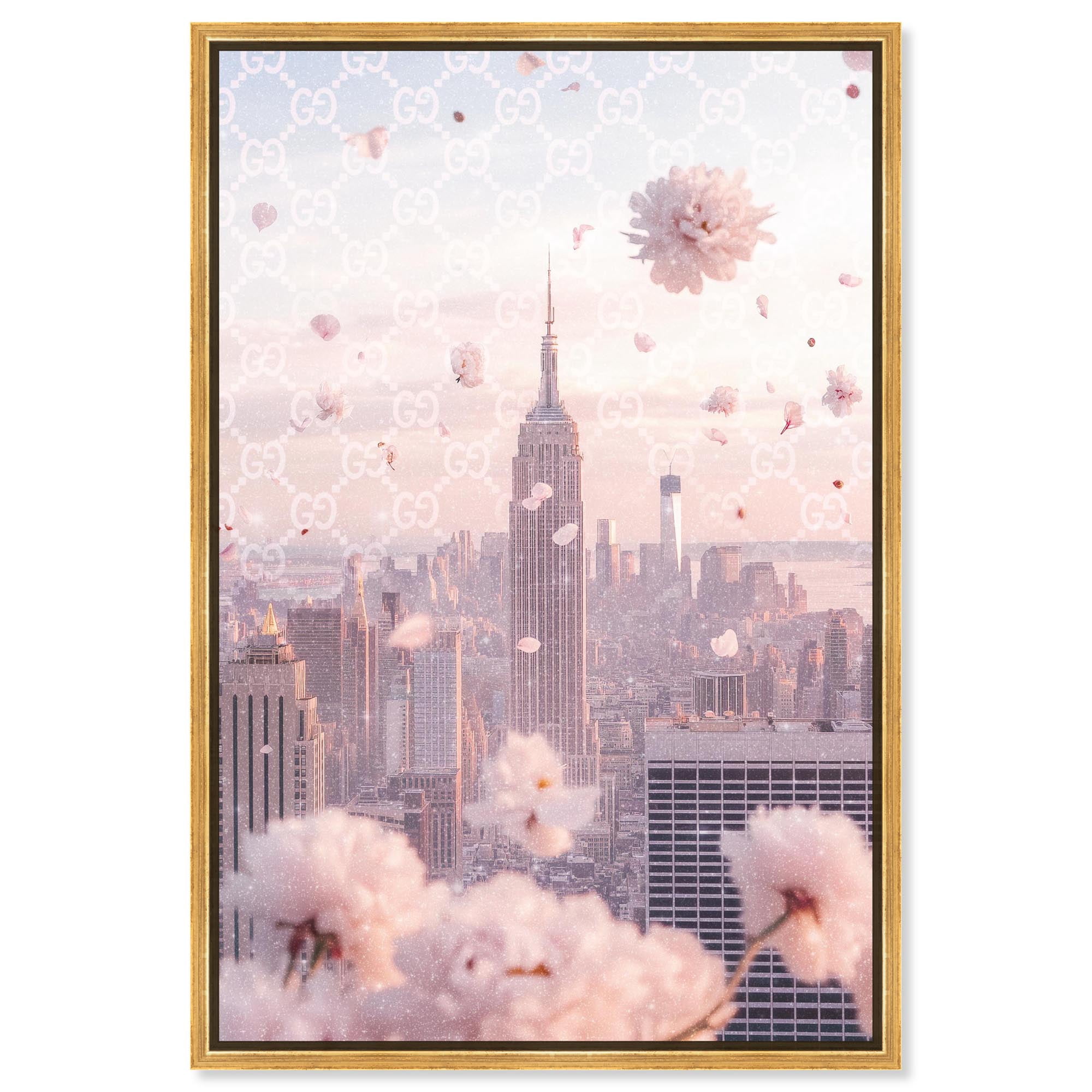 Raining Petals in NYC Canvas Glam Wall Decor by Art Remedy, Gold Frame ...
