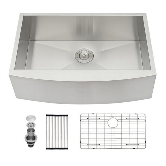 Rainlex 30"x20"x9" Farmhouse Apron Single Bowl Stainless Steel Kitchen Sink, Include 3 Accessories