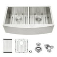 thumbnail image 1 of Rainlex 36"x20"x9"，Farmhouse Apron Double Bowl Stainless Steel Kitchen Sink，Include 5 Accessories, 1 of 3