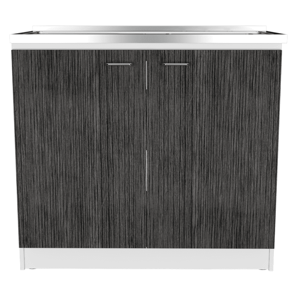 Rainlex 39" Freestanding Utility Sink Cabinet with Stainless Steel Countertop, Double Utility Basins, Soft-Close Storage Doors