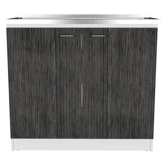Rainlex 39" Freestanding Utility Sink Cabinet with Stainless Steel Countertop, Double Utility Basins, Soft-Close Storage Doors