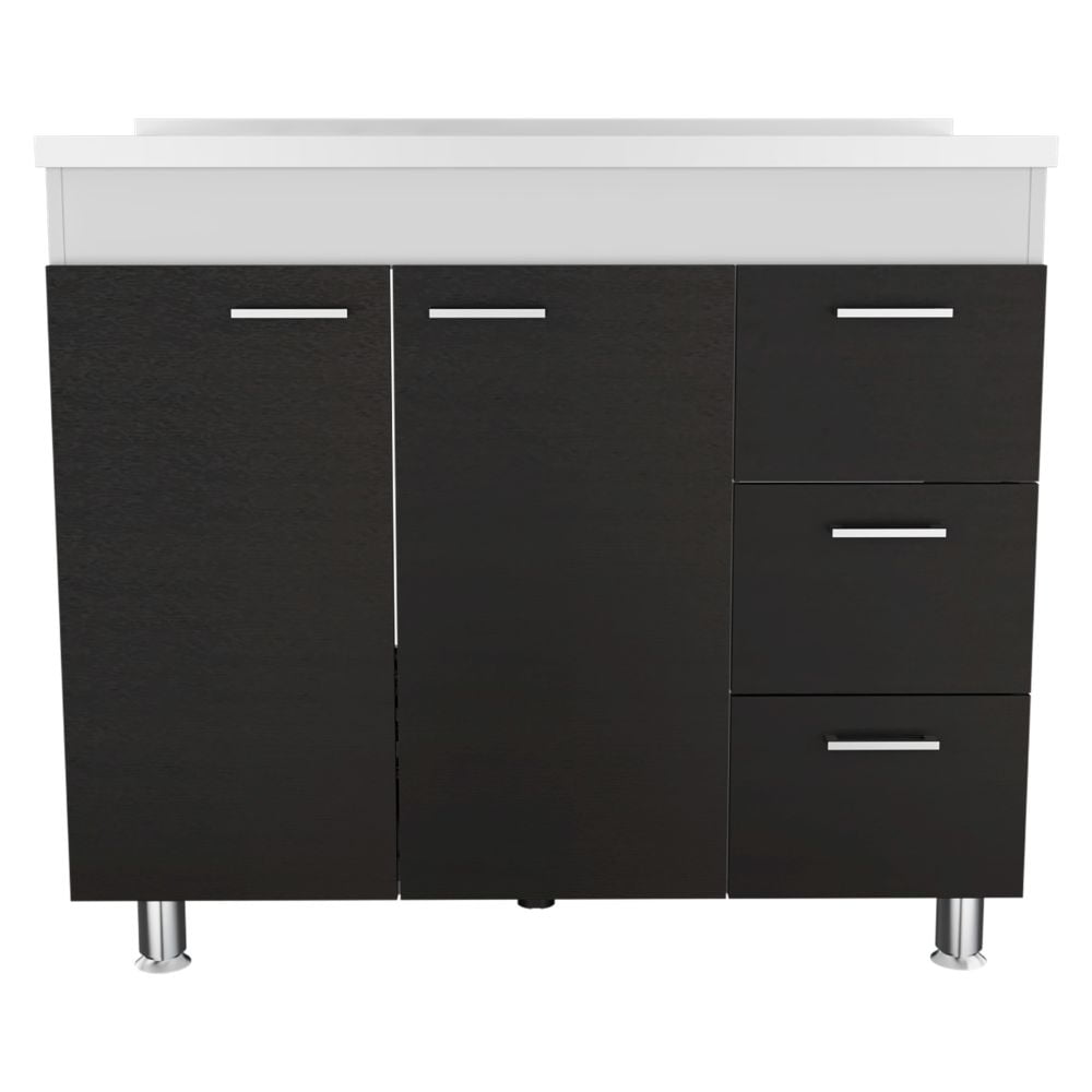 Rainlex 39" Freestanding Utility Sink Cabinet with Stainless Steel Countertop, Double Utility Basins, Soft-Close Storage Doors