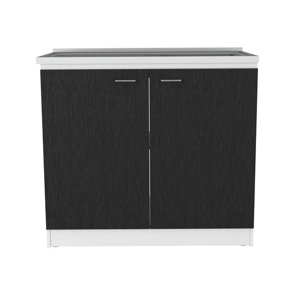 Rainlex 39" Freestanding Utility Sink Cabinet with Stainless Steel Countertop, Double Utility Basins, Soft-Close Storage Doors