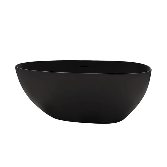 Rainlex 59" Freestanding Soaking Solid Surface Bathtub in Black