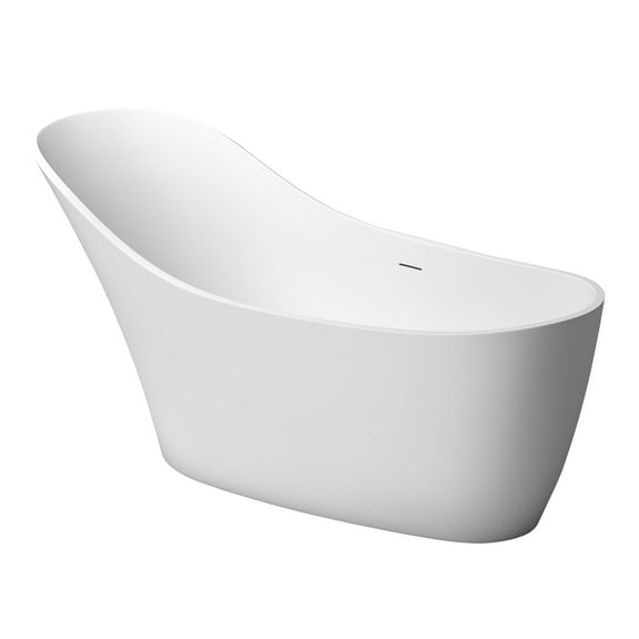 Rainlex 67" Freestanding Soaking Solid Surface Bathtub in White