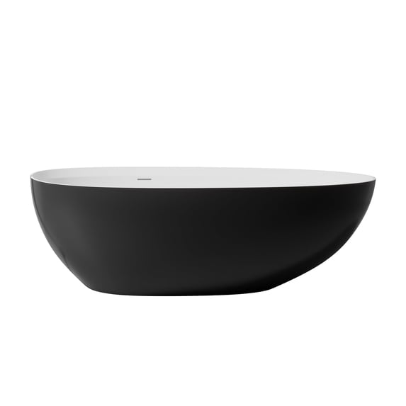 Rainlex 71" Freestanding Soaking Solid Surface Bathtub in Black and White
