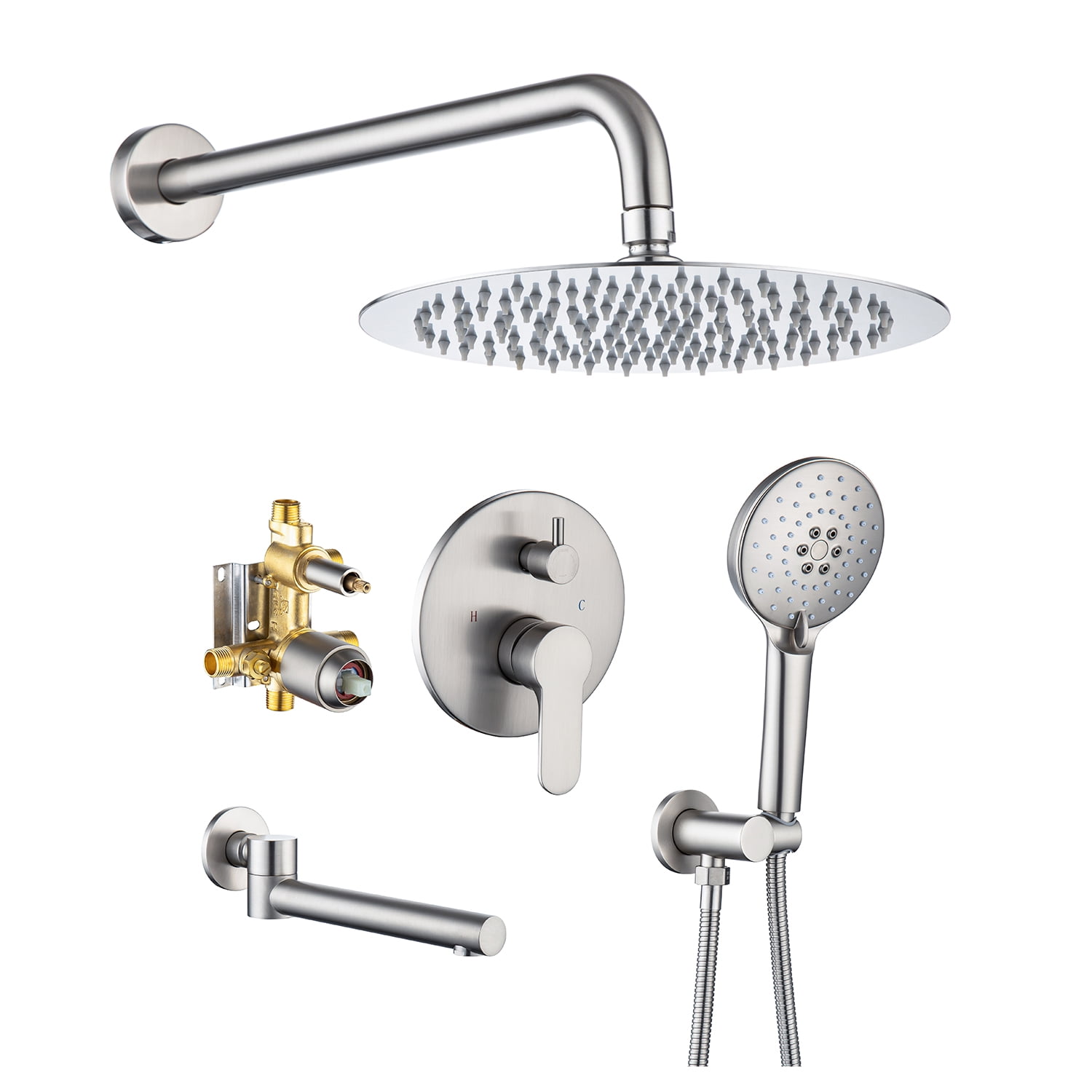 Rainlex One-Handle 1-Spray Brushed Nickel Bathtub Shower Faucet