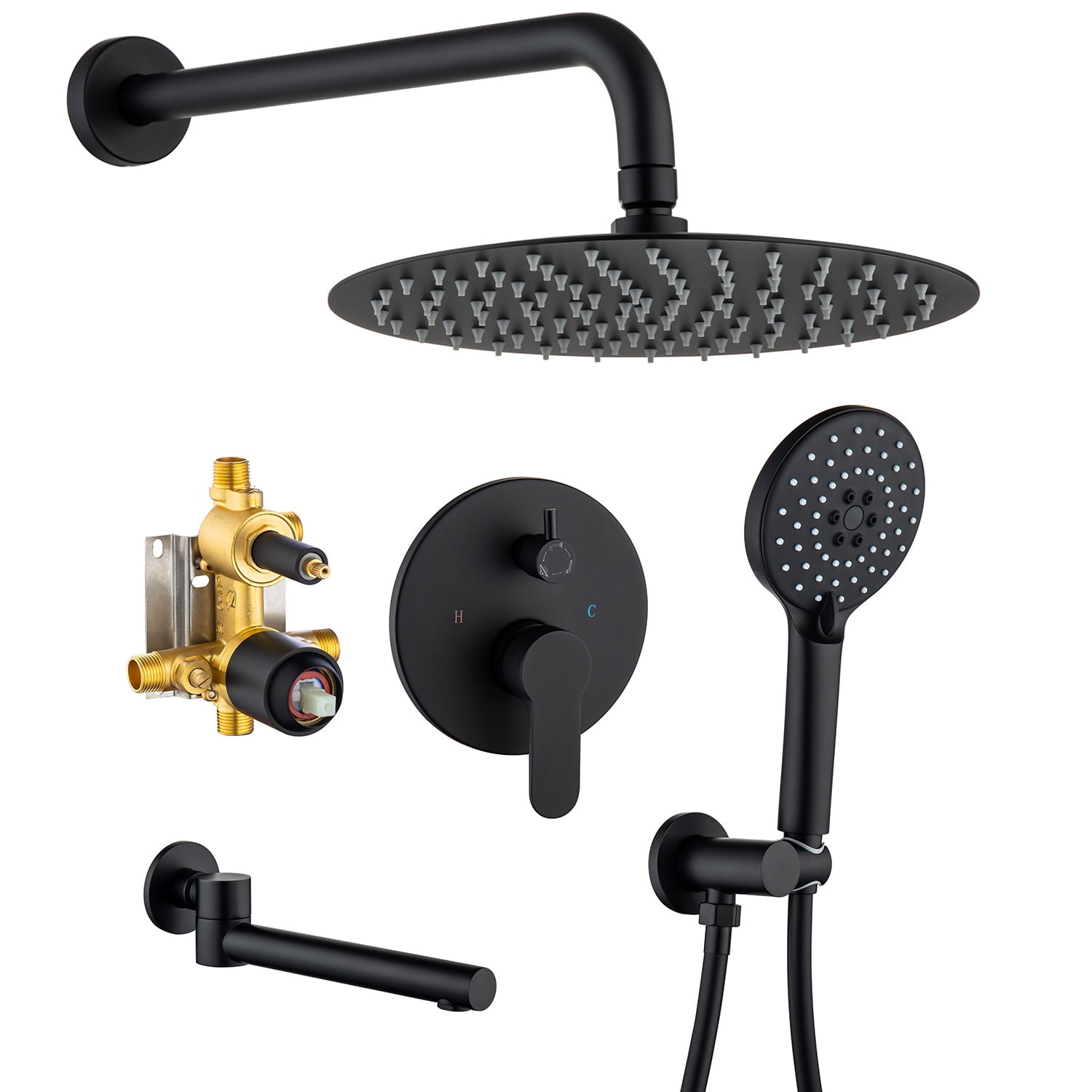 Rainlex One-Handle 1-Spray Matte Black Bathtub Shower Faucet