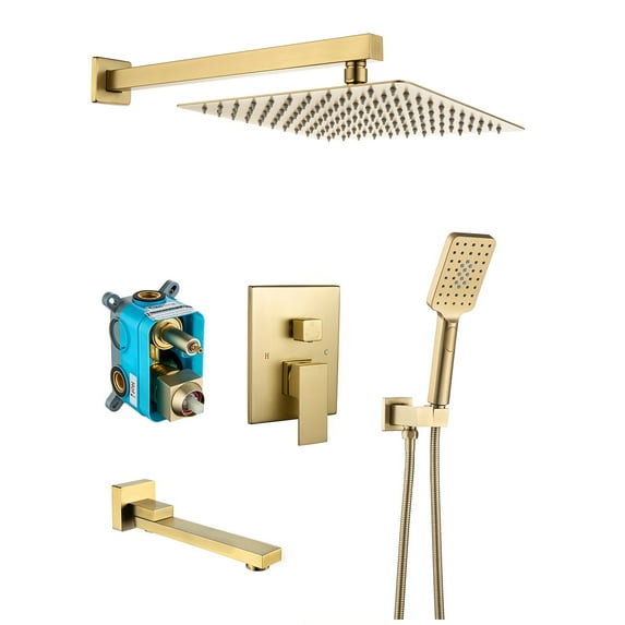 Rainlex One-Handle 1-Spray Setting Brushed Gold Bathtub Shower Faucet