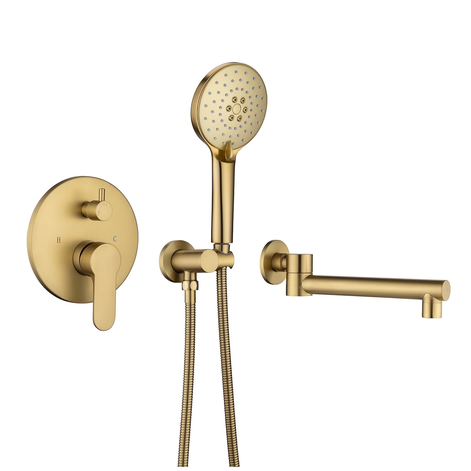 Rainlex One-Handle 1-Spray Setting Brushed Gold Bathtub Shower Faucet