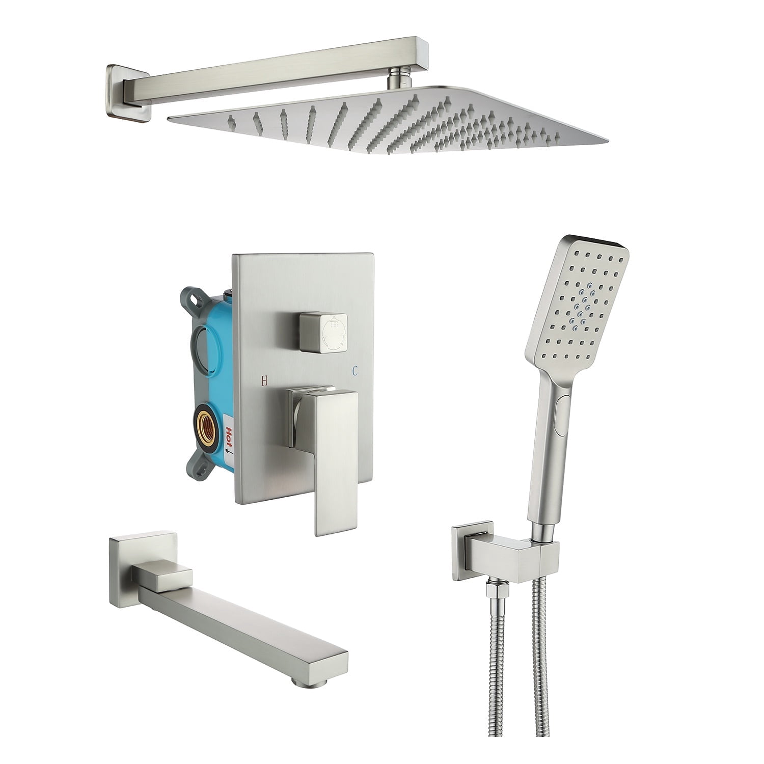 Rainlex One-Handle 1-Spray Setting Brushed Nickel Bathtub Shower Faucet