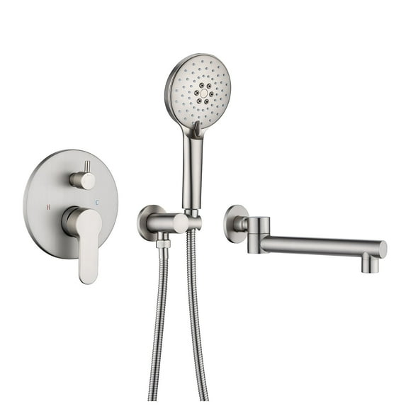 Rainlex One-Handle 1-Spray Setting Brushed Nickel Bathtub Shower Faucet