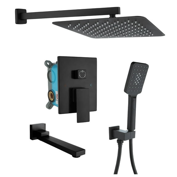 Rainlex One-Handle 1-Spray Setting Matte Black Bathtub Shower Faucet