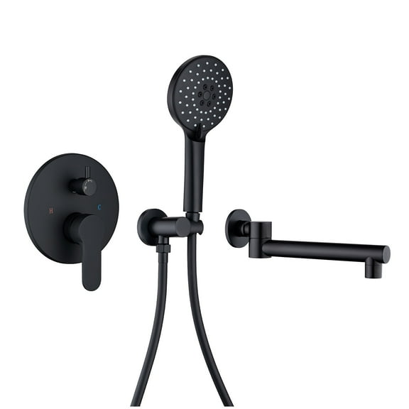 Rainlex One-Handle 1-Spray Setting Matte Black Bathtub Shower Faucet