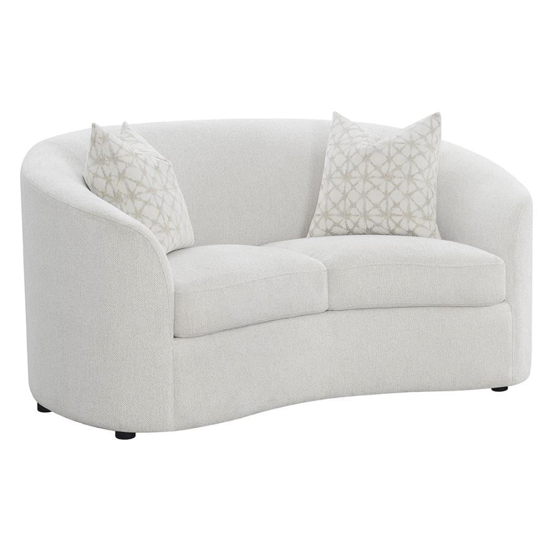 Latte Boucle Upholstered Tight Back Loveseat with Sloped Arms