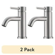 (2 pack) Rainovo Bathroom Faucet Brushed Nickel,Single Hole Bathroom Sink Faucet Stainless Steel,Modern Single Handle Vanity Faucet Supply Utility Hose for Laundry Washbasin,Rv Vessel Basin Lavatory Mixer Tap