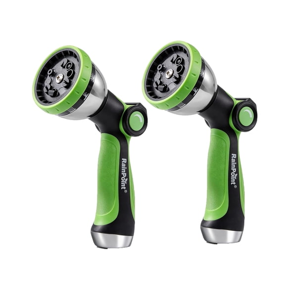 RainPoint 2-Pack Garden Hose Nozzle, 10 Spray Patterns, Perfect for Garden, Lawn, Yard Cleaning, Car Washing and Pet Bathing