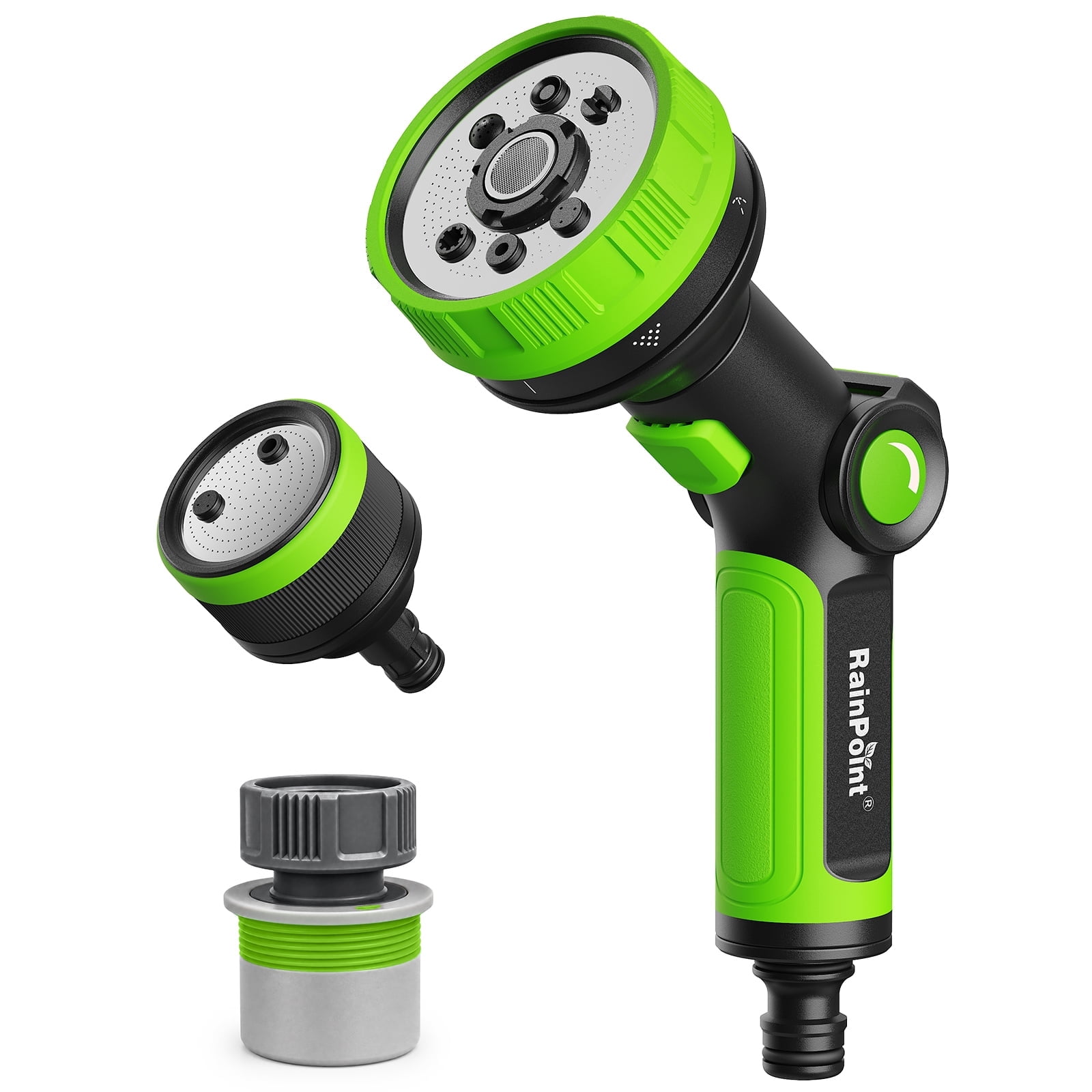 RainPoint Garden Hose Nozzle Thumb Control, 2 Detachable Nozzle 3 & 8-Spray Patterns Water Hose Sprayer for Plants, Flowerbeds Watering