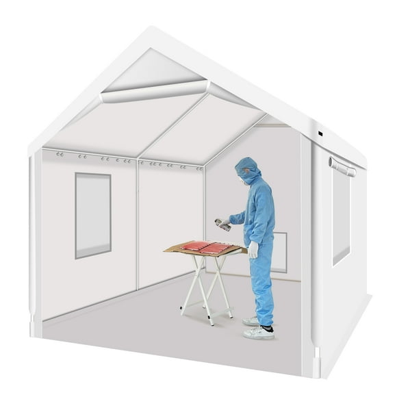 Rainproof Portable Paint Booth 10X10X9FT Spray Booth with 4pcs Mesh Windows & Floor for Painting Auto Parts, Furnitures and Other Items (White)