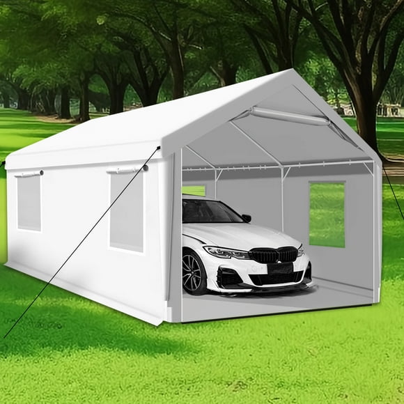 Rainproof Portable Paint Booth 20X12X10FT Spray Booth with 6pcs Mesh Windows & Floor for Painting Cars, Auto Parts, Big Furnitures and Other Items (White)