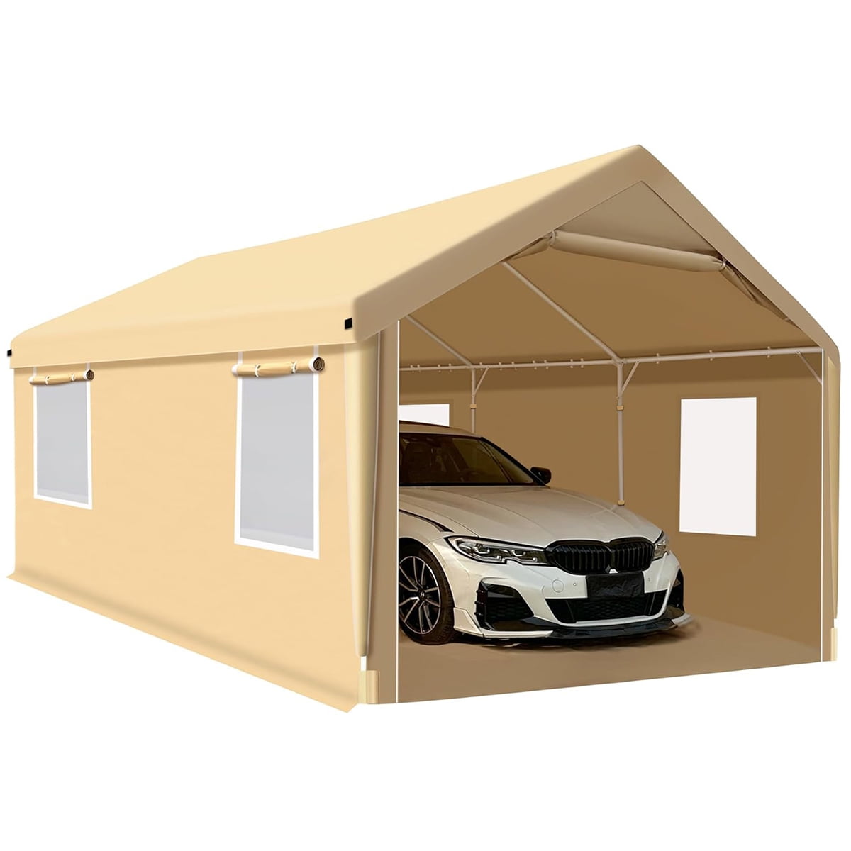Rainproof Portable Paint Booth 26X14X10.5FT Spray Booth with 6pcs Mesh Windows & Floor for Painting Cars, Auto Parts, Furnitures and Other Big Items