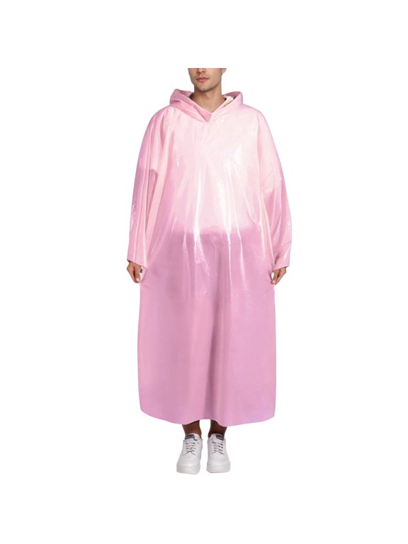 Rainproof Wrap for Men Women - Thickened Lightweight Reusable Poncho, Portable Raincoat for Outdoor Travel, Hiking, Camping, 7 Colors Available, Pink