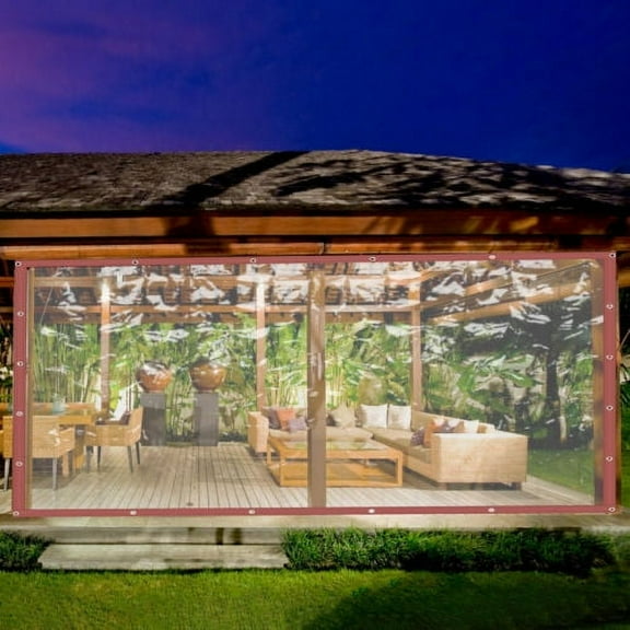 RainproofTarpaulin 8*20ft Outdoor Clear Stationary Patio Awning, Waterproof