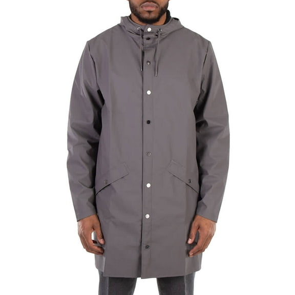 Rains Grey Lightweight Waterproof Long Jacket, Size Small