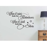 When it Rains Look for Rainbows 23 X 15 Religious Inspirational Motivational Calligraphy Wall Sticker Decorative Vinyl Beautiful Custom Lettering Church Corinthians Faith GOD
