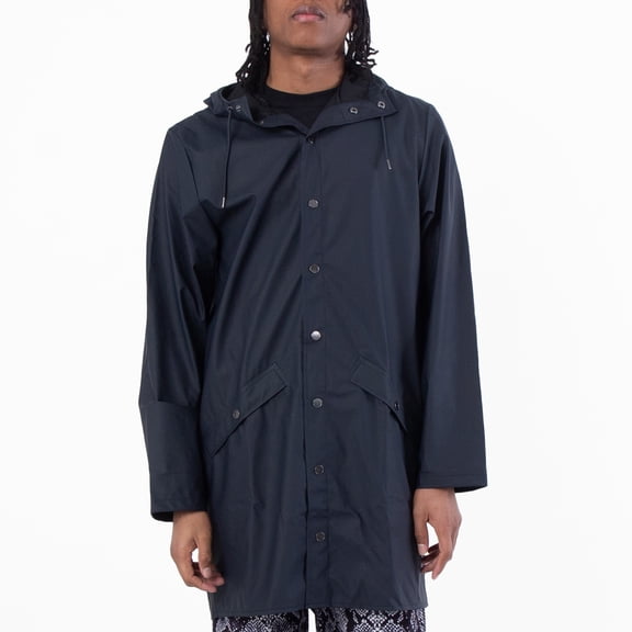 Rains Navy Lightweight Waterproof Long Jacket, Size Medium
