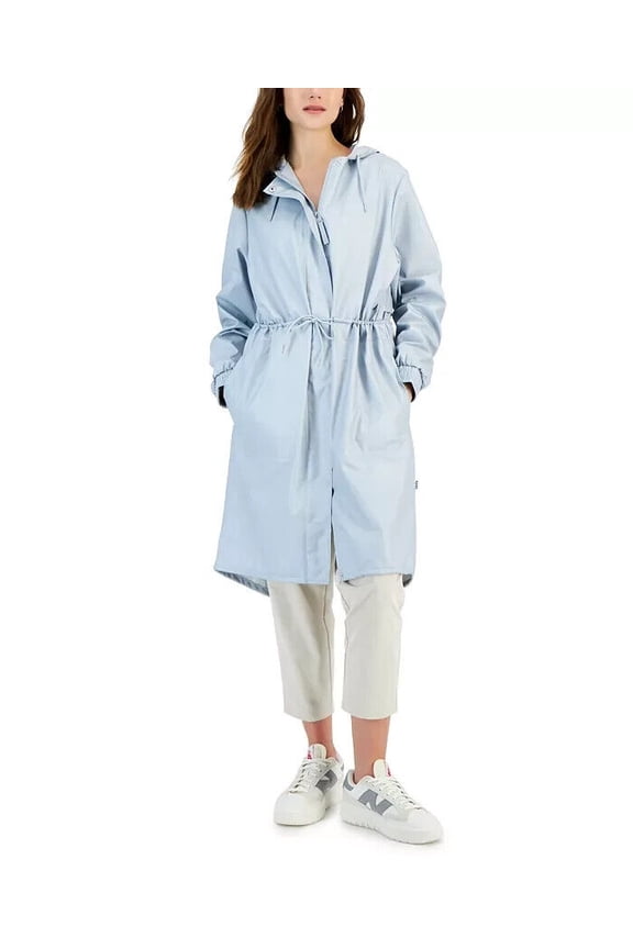 Women's String Hooded Drawstring-Waist Parka Size Large L