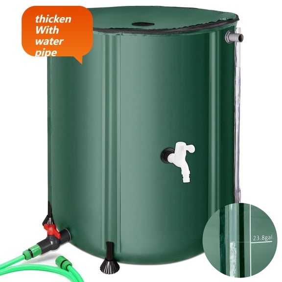 Rainwater Collection Barrels Designed to Gather Water from Gutters - a Portable Tank System That Includes a Filter, Two Spouts, And an Overflow Kit (53 Gallons, 700D)