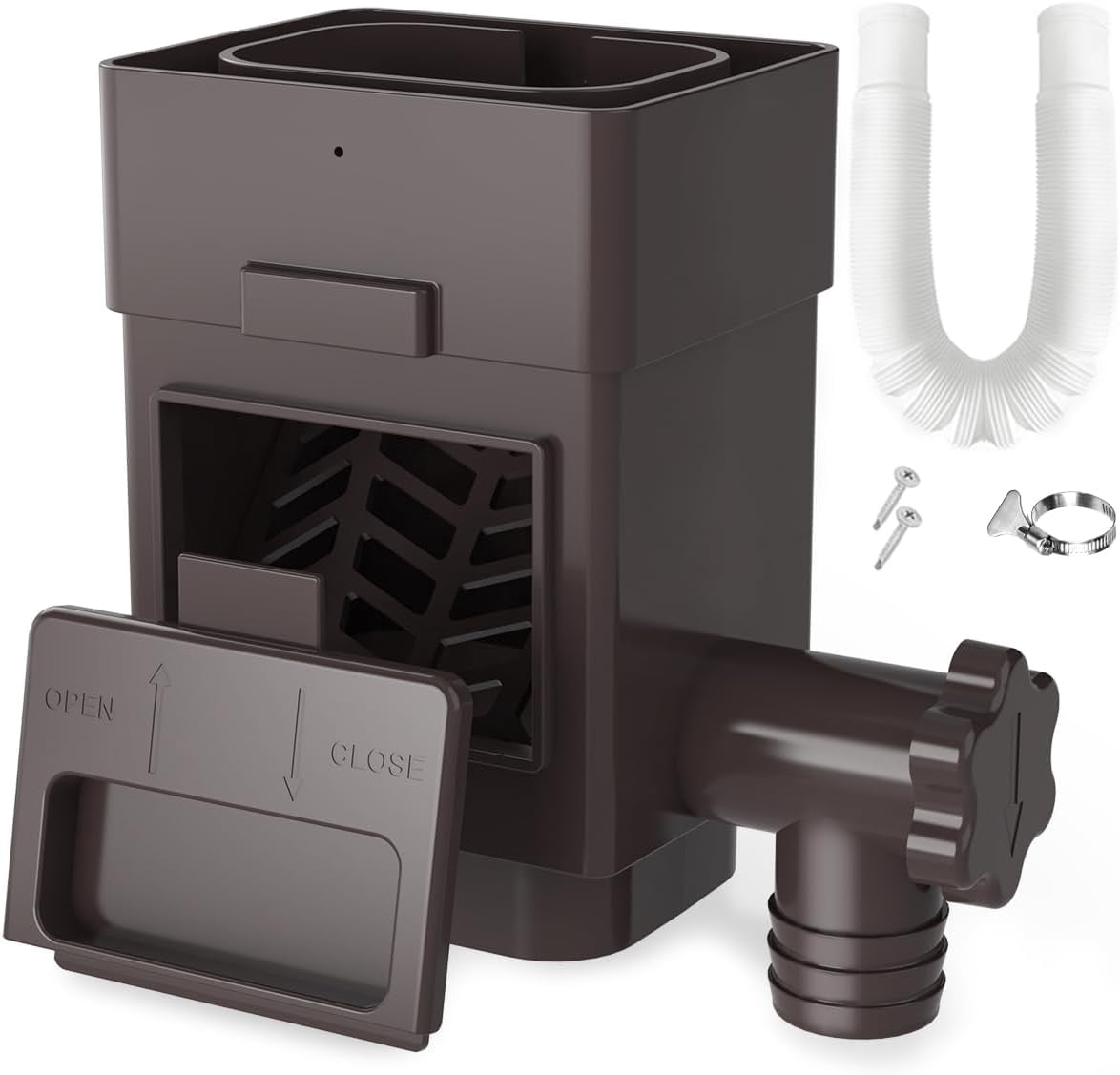 Rainwater Collection System, Downspout Diverter Fits 2x3 or 3x4 Inch Standard Downspouts, Rain Barrel Diverter Kit with Adjustable Valve and Filter